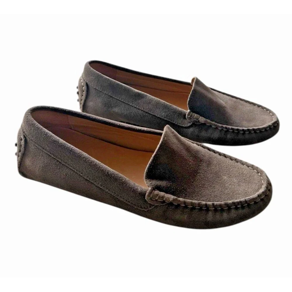 Quince 100% Suede Driver Loafer Medium Brown Shoes 8 NWT - Picture 3 of 9